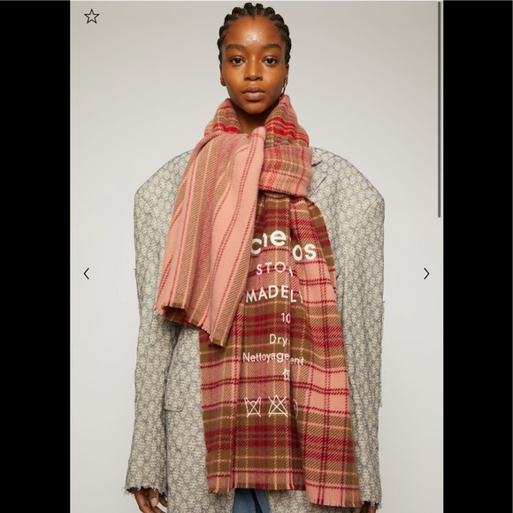 COPY - Acne studio Checked logo scarf pale pink - Picture 2 of 8